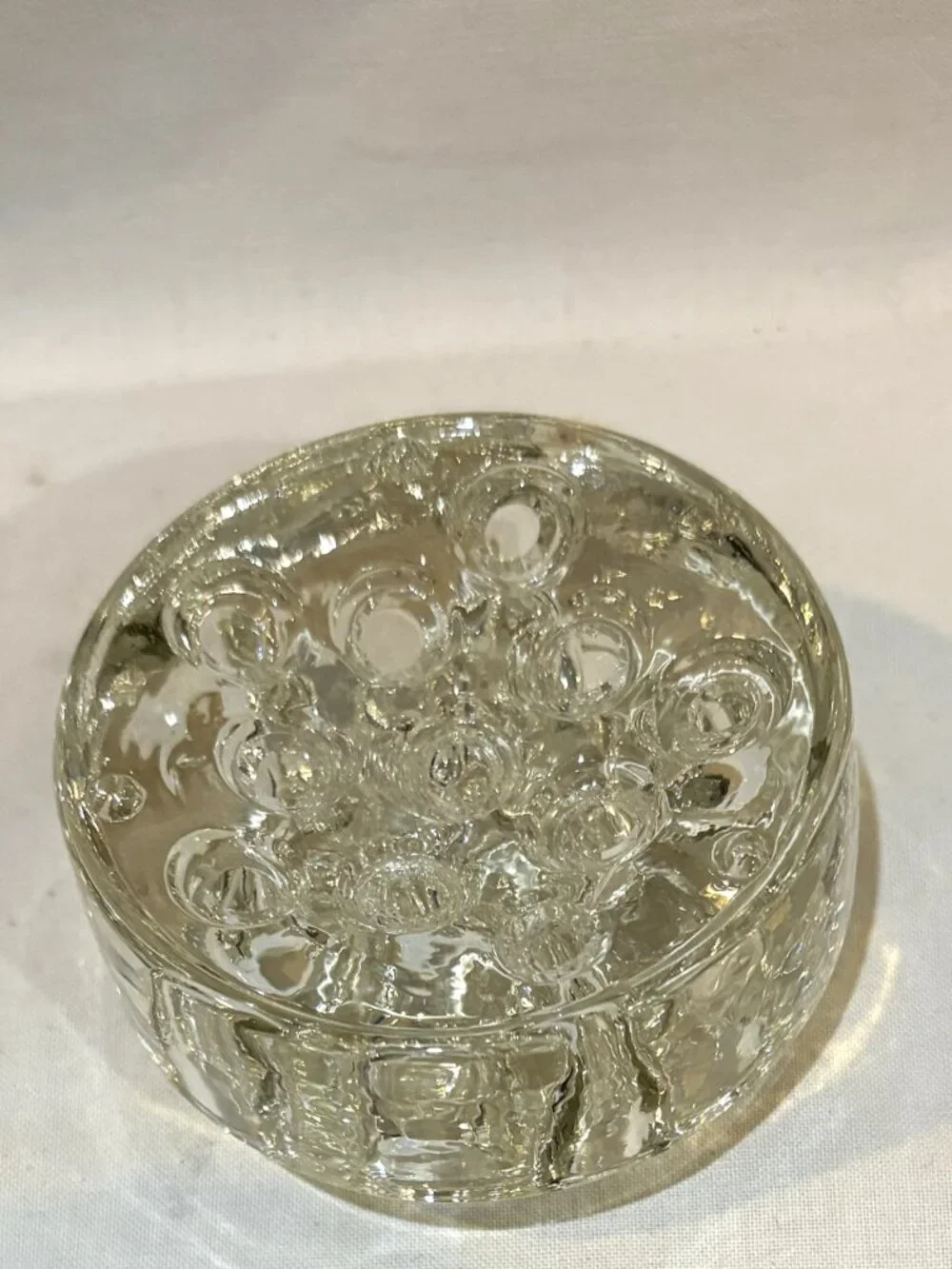 VTG Clear Glass Flower Frog 11 Stem Hole 3